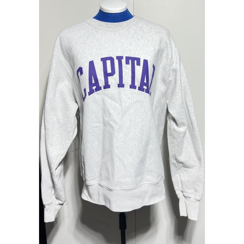 Champion Reverse Weave Capital University Crewneck Sweatshirt Mens Medium Gray